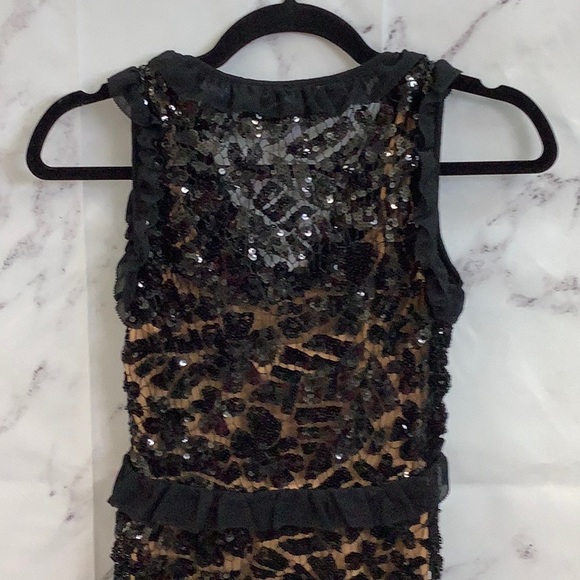 NWT- Michael Kors Sequined Lace Ruffle Dress - Picture 4 of 7